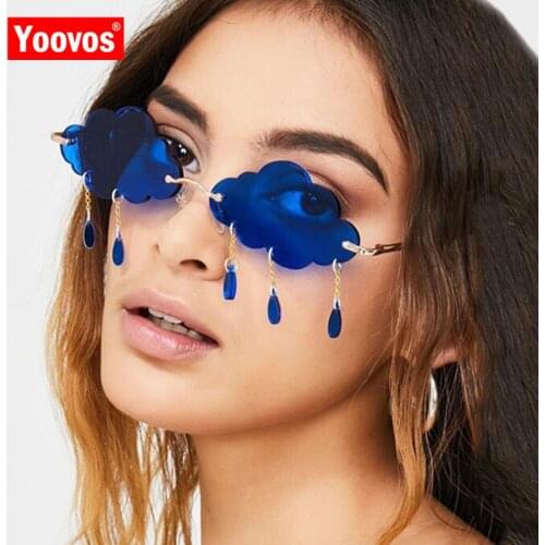 Yoovos Steampunk Sunglasses Women Retro Sun Glasses Women Ocean Lens Eyewear Fashion Brand Sunglasses Frameless Pendant Glasses