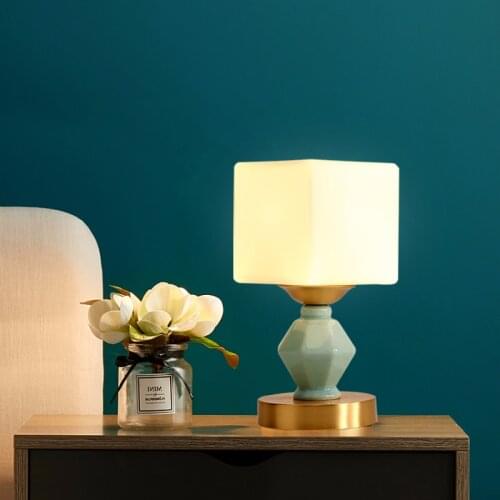 Modern Green Ceramic Table Lamp Bedside Lamp For Living Room Simple Bedroom Table Lamp Eye Protection Desk Night Reading Lamp