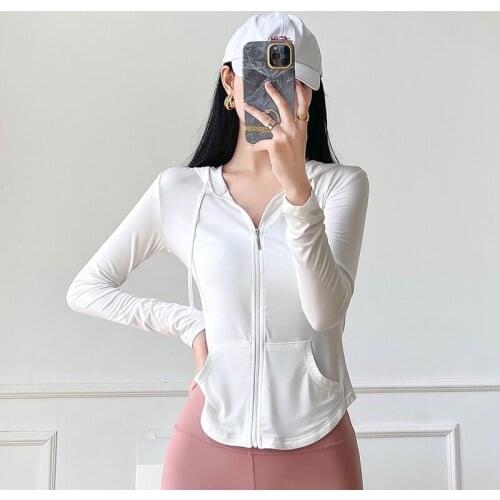 Sports Jackets For Women Sun Protection Clothing Summer Thin White Coat Hong Kong Slim Hooded 2021 New Long-Sleeved Cardigan Top
