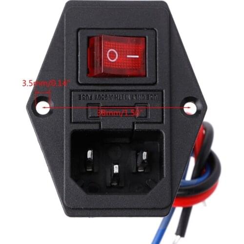 3D Printer U-type Plug Power Supply Switch Adapter Socket with Switch and Fuse