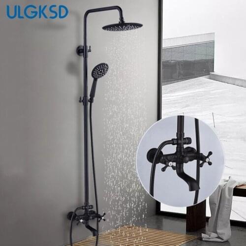 ULGKSD Black Shower Faucet ABS Shower Head W/Brass Tub Spout Mixer Water Tap Para Bathroom Shower W/ Hand Shower