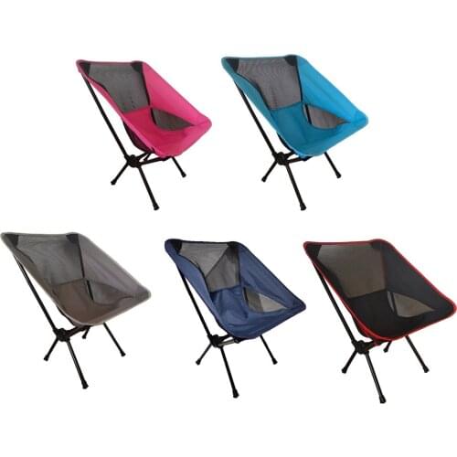 Outdoor Super Hard Travel Super Light High Load Picnic Seat Folding Camping Moon Chair Travel Beach Fishing Chair With Side Pock