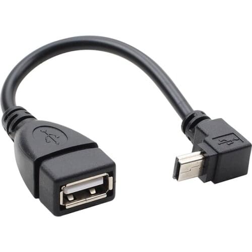 USB Mini 5 Pin Male to USB 2.0 A Female Jack Host OTG Extension Adapter Connector Cable 15cm 90 Degree Up angle USB
