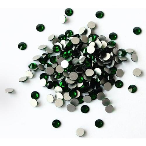 High Quality Rhinestones Emerald Color Mix Size SS3-SS34 Glitter Non Hotfix Flatback Manicure Nail Art Decorations Glass Beads