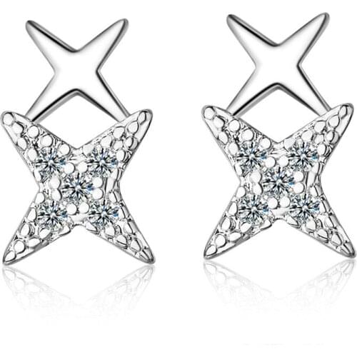 WYJZY Strawberry Crystal Star Lady Stud Earrings Simple Ms. Dress Up Jewelry Surprise Lady Valentines Day Gift Jewelry