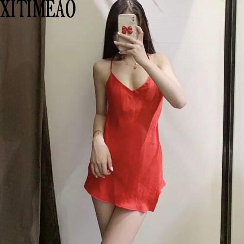 Za New Summer Woman Party Dress Fashion Slim Mini Dress Sexy Back Hollowed Out Off Shoulder Sling Dresses