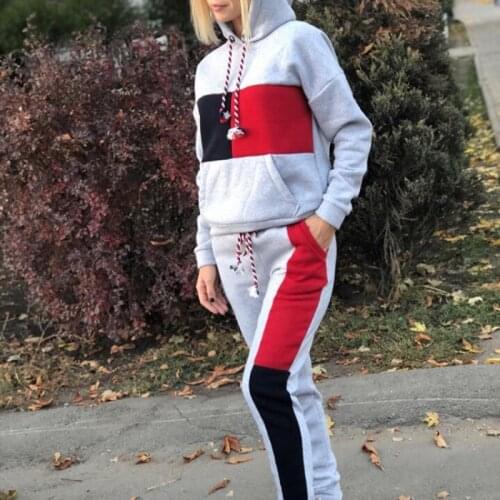 AYES Women Two Piece Set Autumn Spring Sports Long Sleeve Casual Straight Pants Sets Feamel Splicing Pocket All-match Loose Sut