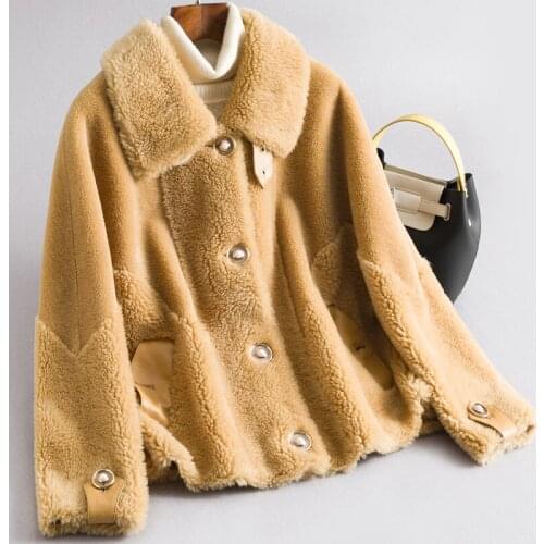 Women Autumn Winter Coat Clothes 2020 Korean Vintage Real Fur Coat Female 100% Wool Jacket Sheep Shearling Tops Manteau Femme