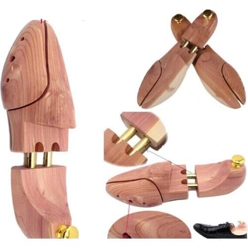 1pair New Hot high qulaity Cedar Wooden Shoe Tree Shaper Keeper Adjustable Wooden Shoe Stretcher Wood Craft OK 0638