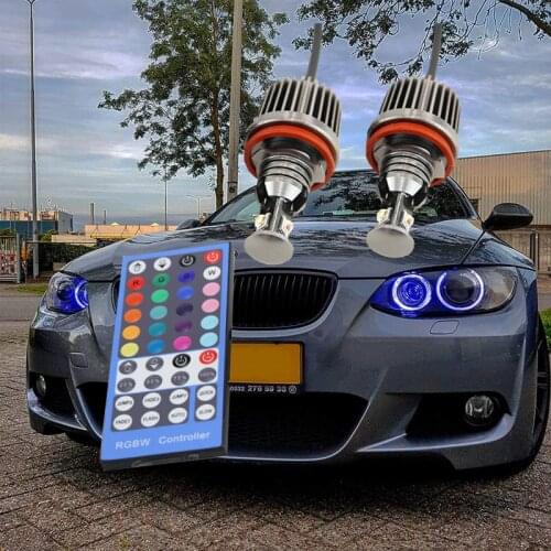 1 Pair High Quality RGBW Multicolor Colorful H8 Led Marker Angel Eyes Kit For Bmw E60 E61 With IR Cntrol Canbus No OBC Error 12V