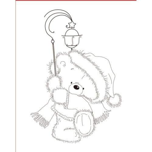 10x8 Bear holding lantern New Transparent Clear Rubber Stamp Sheet Cling Scrapbooking Photo Album PaperCard DIY Craft
