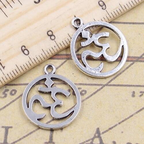 20pcs Charms Yoga Om 22x19mm Tibetan Silver Color Pendants Antique Jewelry Making DIY Handmade Craft