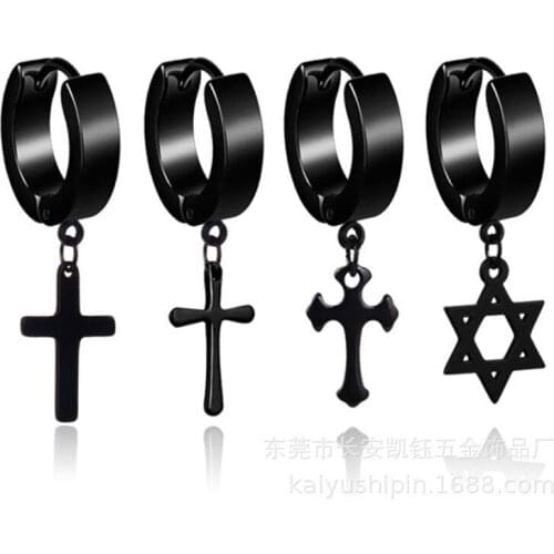 4Pcs/Set Contracted and Personality Six-pointed Star Cross Earrings