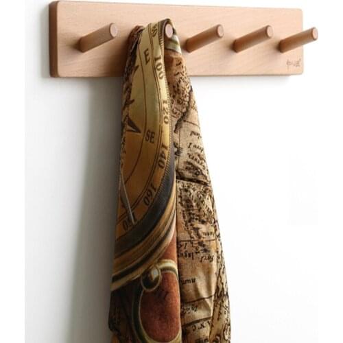 42cm Real wood coat hanger hooks fashion creative multi-functional clothes hanger on the wall