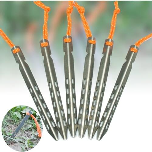 6/10pcs Tent Nail V-shaped Titanium Nail Windproof Outdoor Camping Tent Nail Camping Family Tent Canopy Titanium Tent Pile