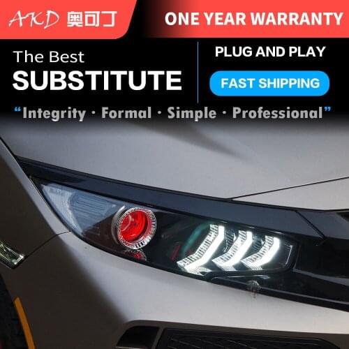 AKD Car Styling Headlights for Honda CIVIC X G10 Mustang LED Headlight DRL Head Lamp Led Projector Automotive Accessories