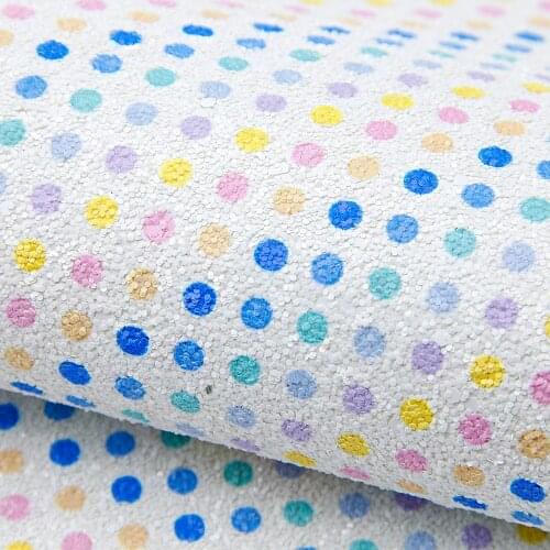 David accessories 30*140cm Dot Chunky Glitter Faux Synthetic Leather For Bow-knot bags Wallet Phone Cover DIY,1Yc12060