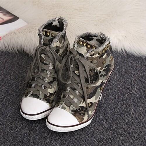 Choudory chaussure femme blue denim boots jeans high heels studded gladiator ankle cowboy boots lace up military shoes woman