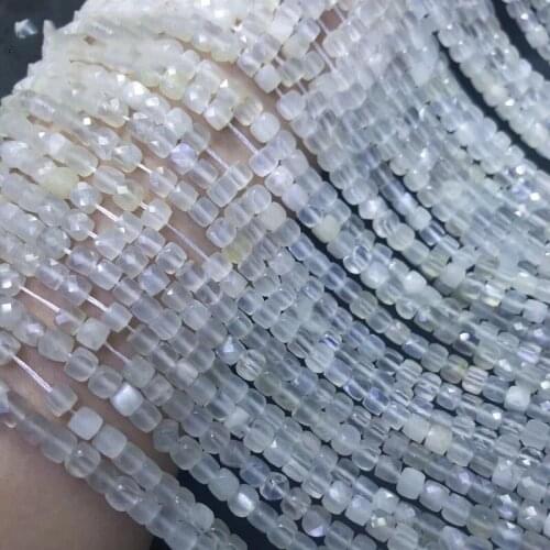 AAAAA LOOSE BEADS white Moonstone square faceted 4*4.5mm Wholesale for DIY jewelry necklace 36cm