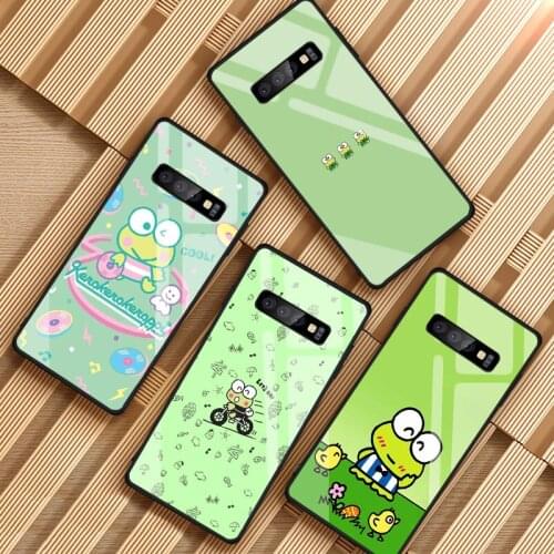 Keroppi Tempered Glass Phone Case For Samsung Galaxy S8 S9 S10 S20 PLUS J8 J6 J4 2018 NOTE 8 9 10 Cover Shell