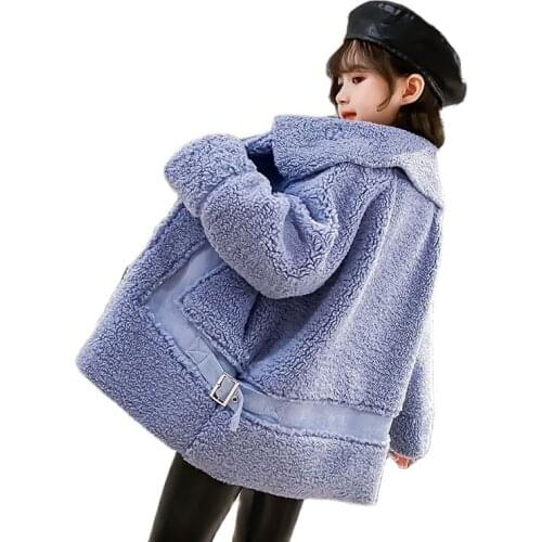 Children Winter Coat Lambs Wool Teen Girls Long Style Berber Fleece Warm Snow Jackets Toddler Kid Outerwear Parka Baby Overcoats