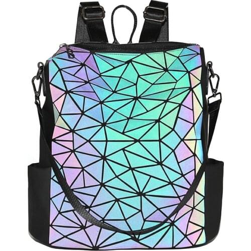 Designer Luminous Geometric Luxury Backpack Elegant School Bags for Women 2019 Night Light Color Change Student Travel Backpack