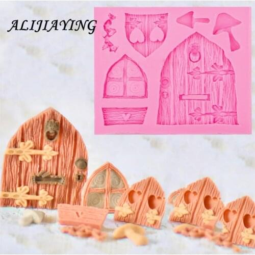 Wooden Window Door Shaping 3D Silicone Molds Soap Candle Molds Sugar Craft Cake decorating tools Chocolate Molds Bakeware D0513