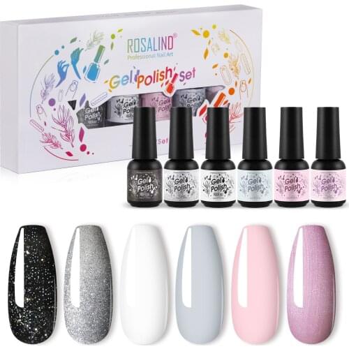 ROSALIND 8ML Gel For Nails Kit For Semi Permanent Need Base Top Coat Gel Polish For Hybrid Varnish Manicure Set Nail Art UV Lamp