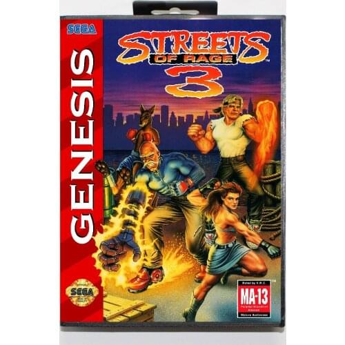 Streets Of Rage 3 NTSC 16 Bit MD Game Card Include Retail Box For Sega Genesis & Mega Drive