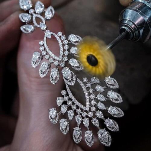 Jimbora Trendy Charm Shiny Cubic Zirconia Firework Dangle Earrings Jewelry Wedding Engagement Earrings For Women Bridal Gift