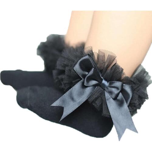 Bowknot Lace Floral Short Socks Cotton Ruffle Frilly Trim Ankle Socks fashion Infant Newborn Toddler Baby Girls Kids Princess