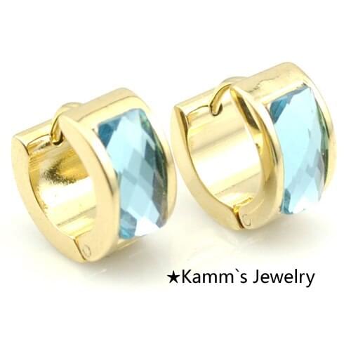 AMUMIU Round Earrings with Rhinestone Hoops Gold Color Earing 316l Stainless Steel Mens Women Jewelry Free Shipping KE488
