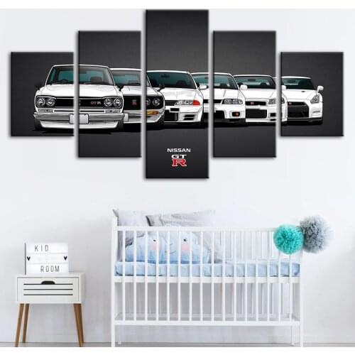 Wall Art Modular Pictures Posters Canvas Printed Nissan Gtr Car Painting Modern Home Decoration Fashion Living Room Framework