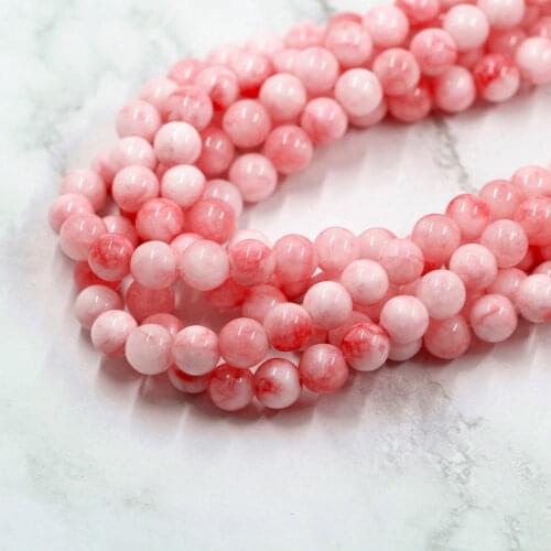 Top Quality Natural White Onxy Stone Fashion Round Rose Pink Beads Smooth Loose Stripe Transparen Gem For DIY 8mm Jewelry Making