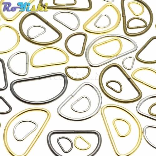 10pcs/pack Non-Welded Nickel Plated D Ring Semi Ring Ribbon Clasp Knapsack Belt Buckle