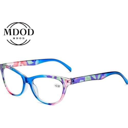 Cat Eye Reading Glasses Frame Women Men Lightweight Presbyopic Printing Reading Glasses + 1.0 +1.5+2.0+2.5+3.0+3.5+4.0