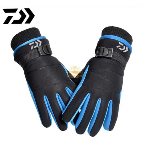 Winter DAIWA Fishing Gloves Outdoor Skiing and Velvet Warm Non-slip Fishing Gloves Cycling Cold and Waterproof Fishing Gloves