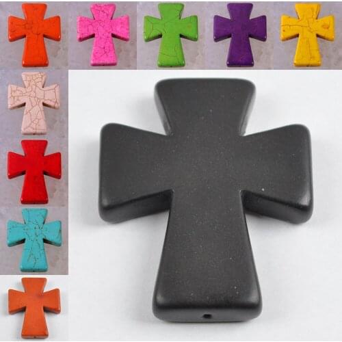 50x40MM Colours Howlite Loose Bead Cross Pendant Jewelry