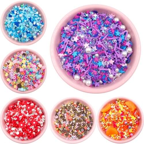50g Polymer Clay Sprinkles Mixed Rhinestone Pearls Sequins Crafts Nail Shaker Card Decoration DIY Crystal Mud Filler Accessories