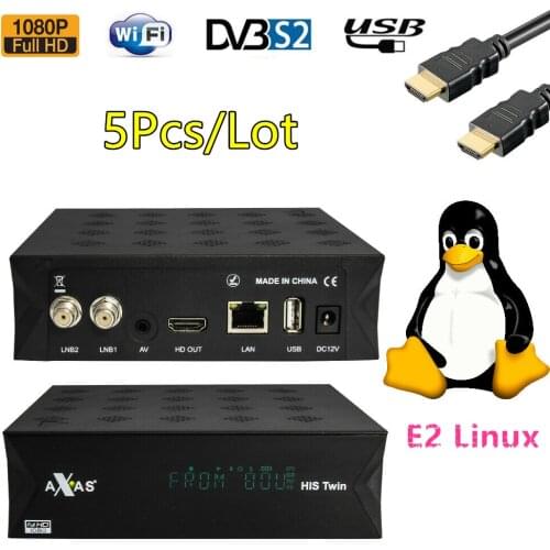 5Pcs Axas His Twin DVB-S2/S HD Satellite TV Receiver WiFi + Linux E2 Open ATV 6.2 TV Box Worldwide Satellite Receiver Linux box
