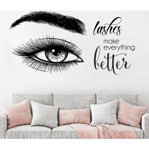 Eyelashes wall sticker home decoration accessories Eyebrows Lashes Decal women Beauty Salon Decal Vinyl Customized Decals HY32