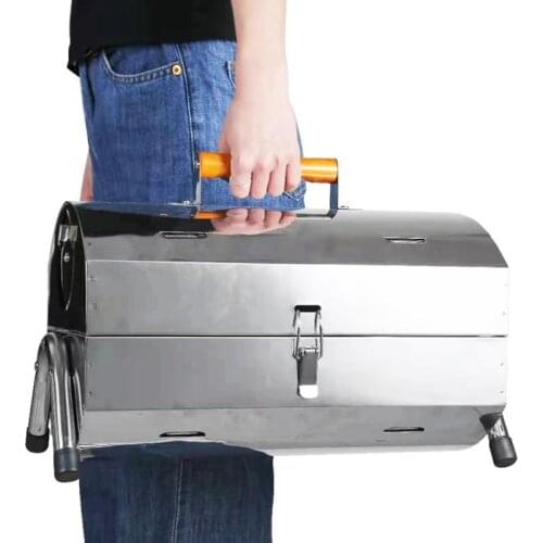 Silver Army Green Stainless Steel Bbq Grill for Outdoor Camping Picnic Weekend Party Dining Barbecue Tool Folding Portable Grill