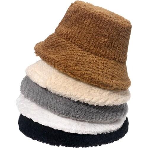 Wool Solid Color Keep Warm Collapsible FishermanS Hat Flat Top Thicken Fashion Autumn Winter Basin Cap Women Hat