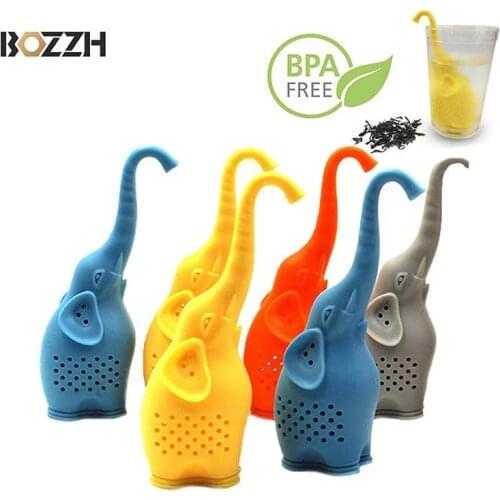 BOZZH Animal Tea Infuser Cartoon Silicone Elephant Shape Tea Strainer Coffee Straine Tea Infuser Drinkware Tea Accessories