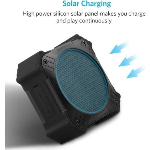 Soleeanre Solar-Powered Bluetooth-compatible Speaker Portable IP66 Waterproof Wireless Speakers Stereo Sound Deep Bass Mic AUX