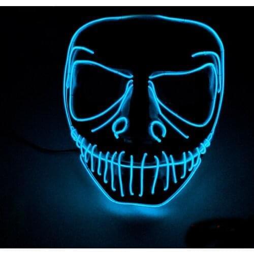 Glowing Horror Suture Mouth EL Wire Mask Cosplay Party Supplies LED Monster Mask For Halloween Carnival