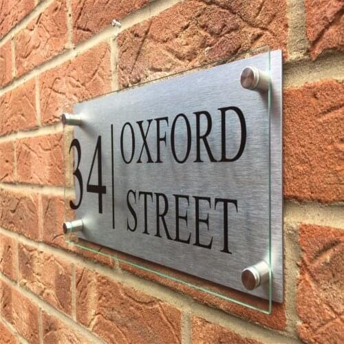 Customized Modern Transparent Acrylic House Sign Plaques Door Plates with Aluminum Composite Backing Panels