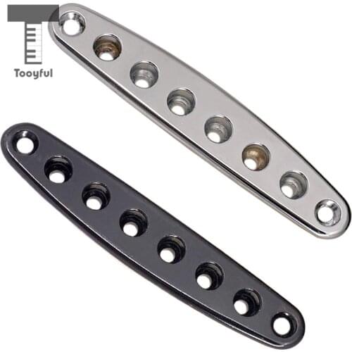 Tooyful 1Pc Electric Guitar Parts Bridge String Thru Body Ferrules Bushing Plate Black or Silver