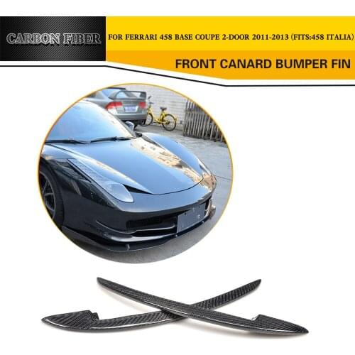 Carbon Fiber Front Canard Bumper Fins Case for Ferrari 458 Base Coupe 2 Door 2011 2012 2013 Trunk Trim Sticker Car Styling 2PCS