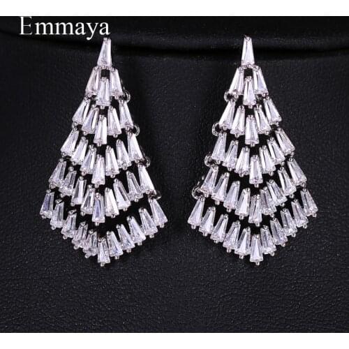 Emmaya Christmas Tree Shape Earrings Full CZ Prong Setting Earrings For Women Fashion Party Jewelry Gift Wedding